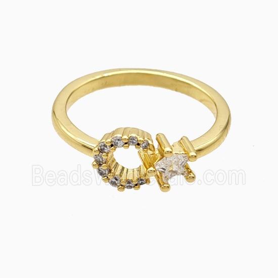 Copper Rings Pave Zirconia 18K Gold Plated