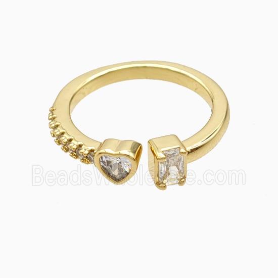 Copper Heart Rings Pave Zirconia 18K Gold Plated