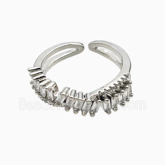 Copper Rings Pave Zirconia Platinum Plated