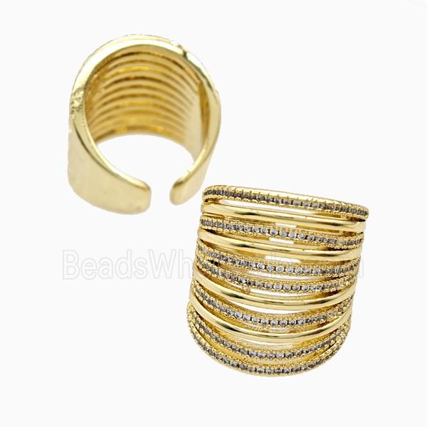 Copper Rings Pave Zirconia 18K Gold Plated