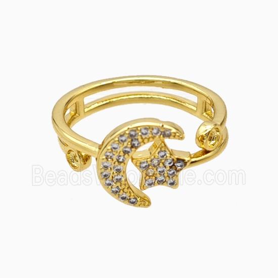 Copper Moonstar Rings Pave Zirconia 18K Gold Plated