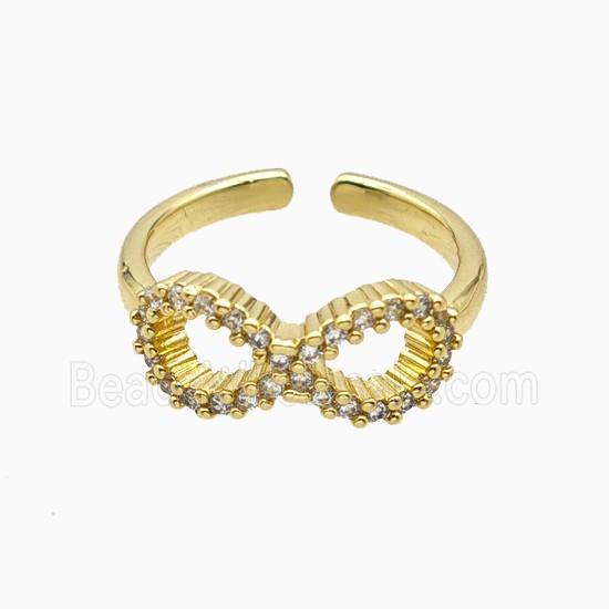 Copper Infinity Rings Pave Zirconia 18K Gold Plated
