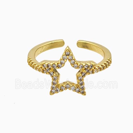 Copper Star Rings Pave Zirconia 18K Gold Plated