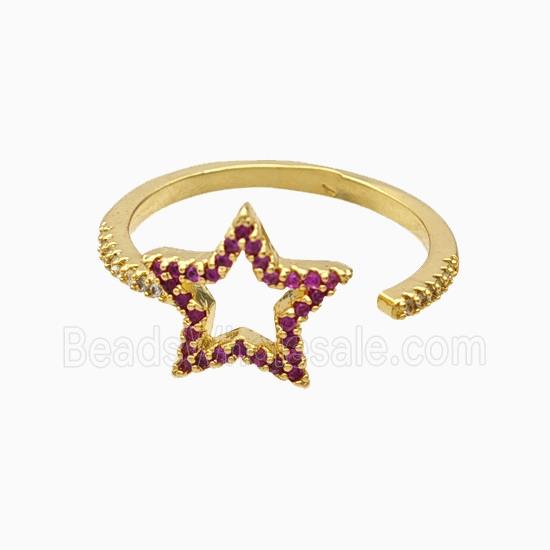Copper Star Rings Pave Zirconia 18K Gold Plated