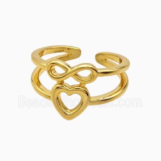 Copper Infinity Heart Rings 18K Gold Plated