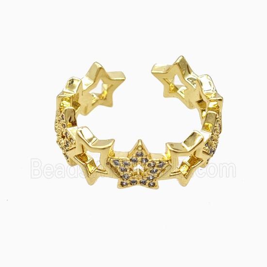 Copper Star Rings Pave Zirconia 18K Gold Plated