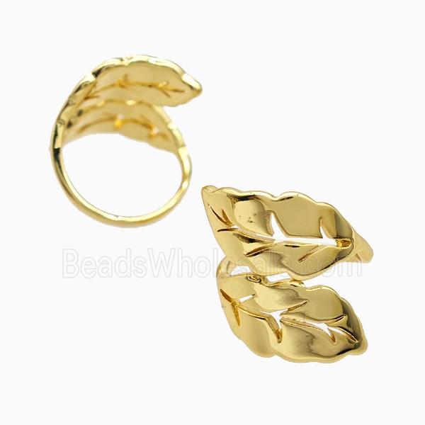 Copper Leaf Rings 18K Gold Plated