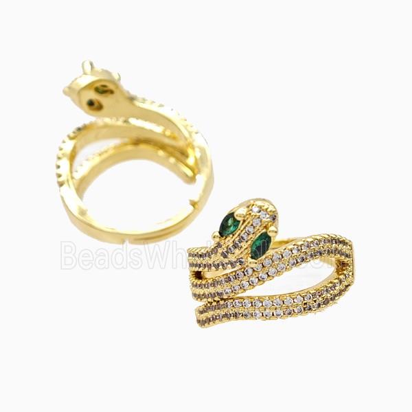 Copper Snake Rings Pave Zirconia 18K Gold Plated