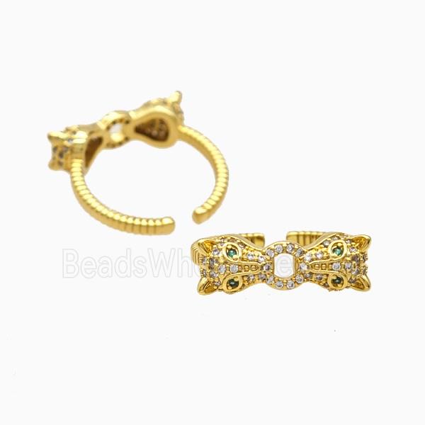 Copper Leopard Rings Pave Zirconia 18K Gold Plated