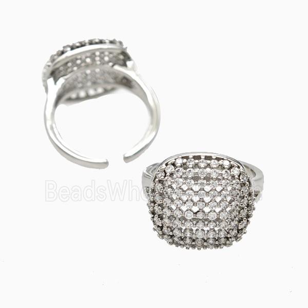 Copper Rings Pave Zirconia Hollow Platinum Plated