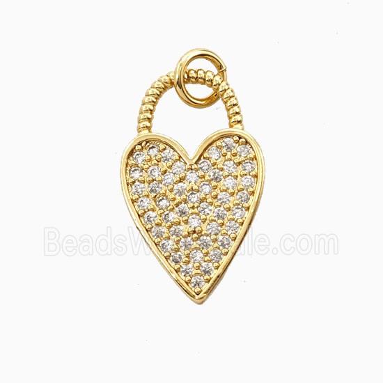 Copper Heart Pendant Pave Zirconia 18K Gold Plated