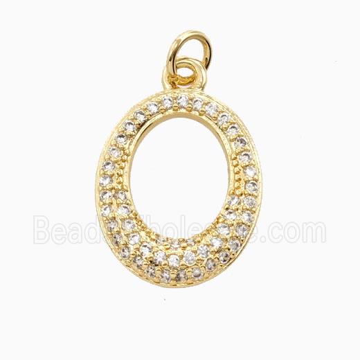 Copper Oval Pendant Pave Zirconia 18K Gold Plated