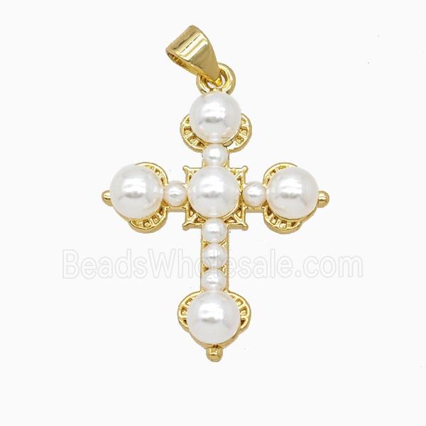 Copper Cross Pendant Pave Resin 18K Gold Plated