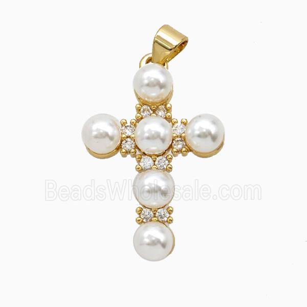 Copper Cross Pendant Pave Resin 18K Gold Plated