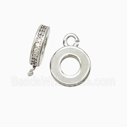 Copper Bail Pave Zirconia Platinum Plated