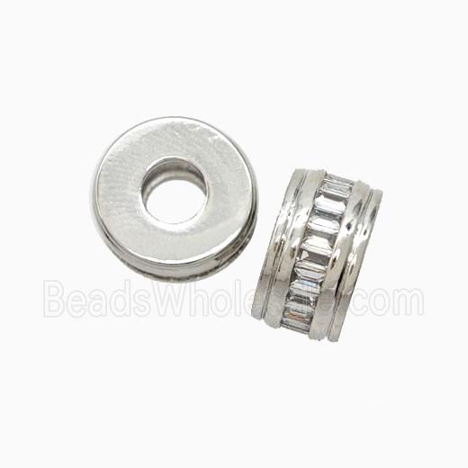 Copper Heishi Beads Pave Zirconia Platinum Plated