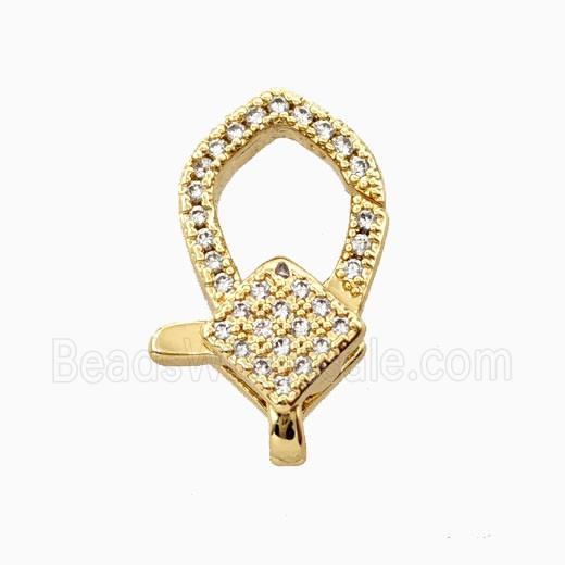 Copper Lobster Clasp Pave Zirconia 18K Gold Plated