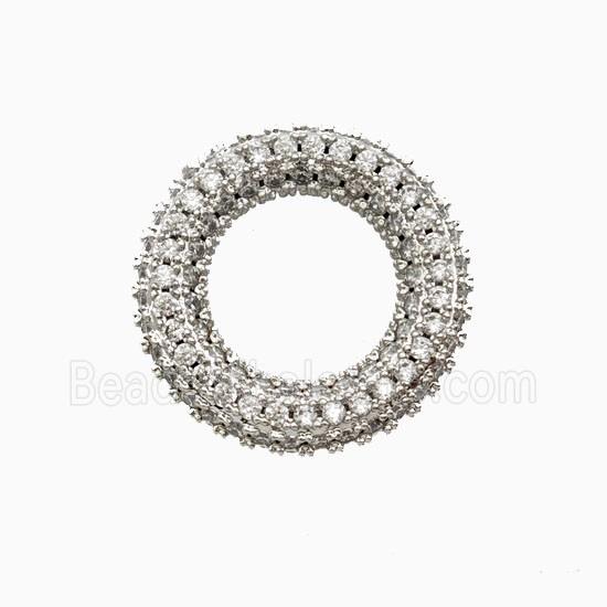 Copper Circle Connector Pave Zirconia Platinum Plated