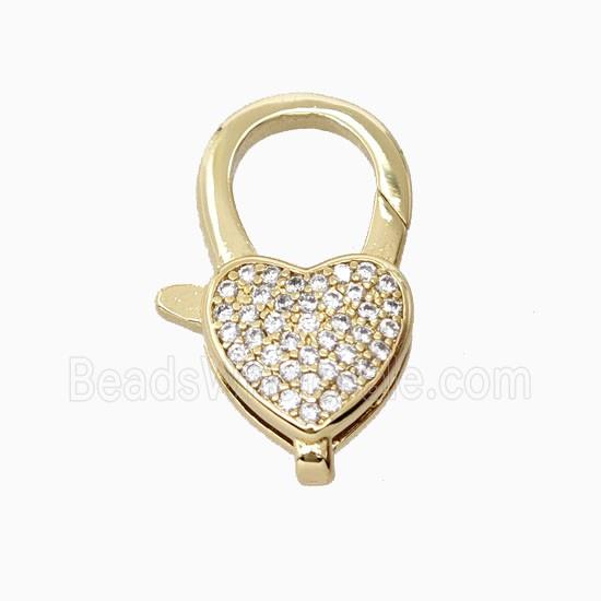 Copper Heart Lobster Clasp Pave Zirconia 18K Gold Plated