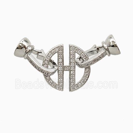 Copper Connector Clasp Pave Zirconia Platinum Plated