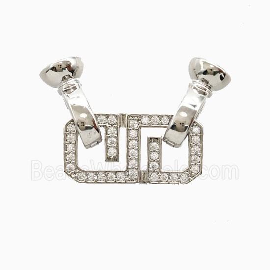 Copper Connector Clasp Pave Zirconia Platinum Plated