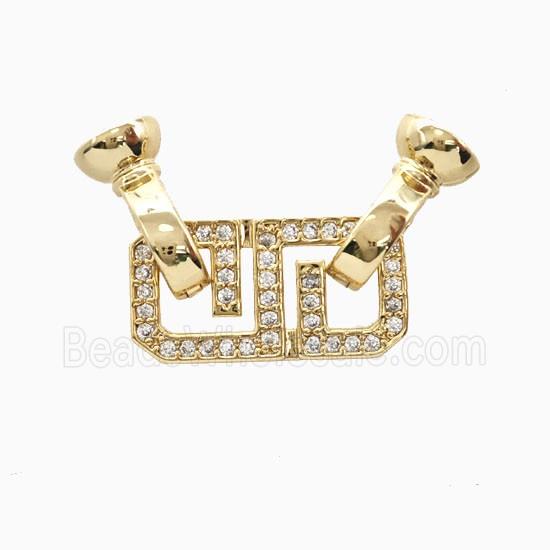 Copper Connector Clasp Pave Zirconia 18K Gold Plated