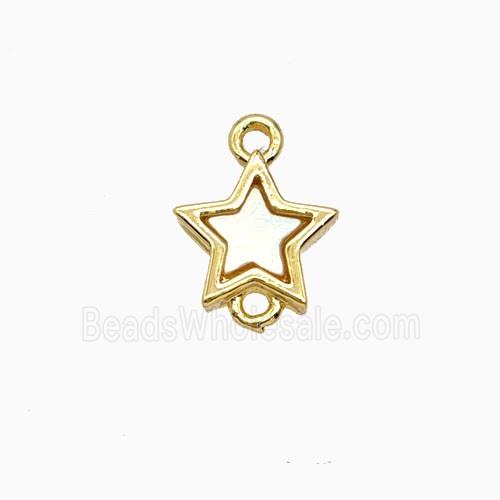 Copper Star Connector Pave Shell 18K Gold Plated