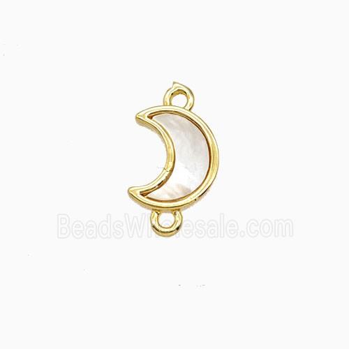 Copper Moon Connector Pave Shell 18K Gold Plated