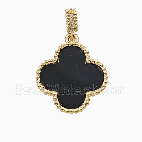 Copper Clover Pendant Pave Shell 18K Gold Plated