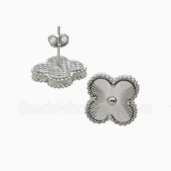 Copper Clover Stud Earrings Platinum Plated