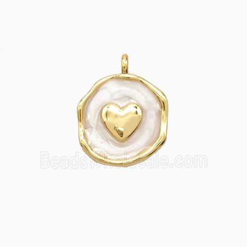 Copper Heart Pendant White Enamel 18K Gold Plated