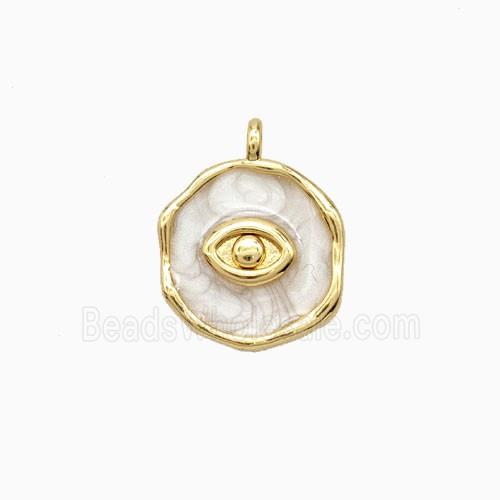 Copper Eye Pendant White Enamel 18K Gold Plated