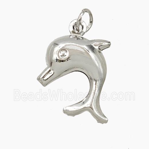 Copper Dolphin Pendant Platinum Plated