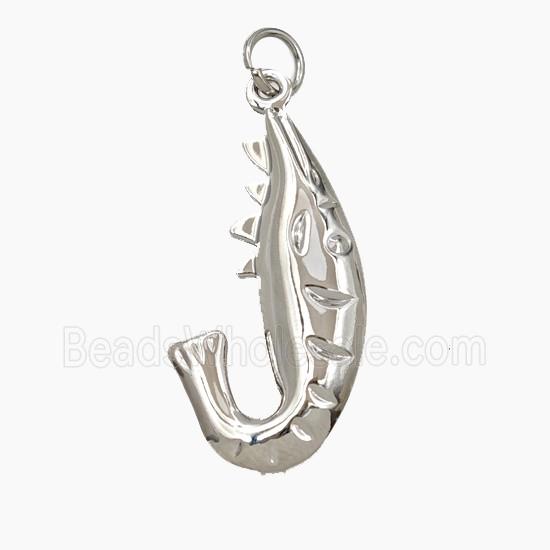 Copper Crayfish Pendant Shrimp Platinum Plated