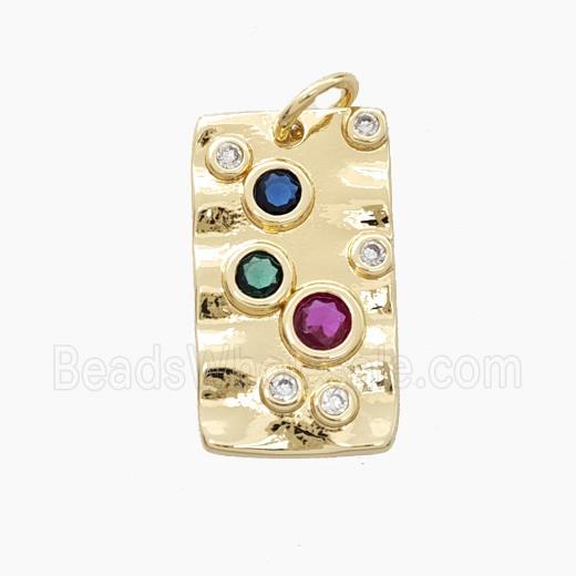 Copper Rectangle Pendant Pave Zirconia Gold Plated