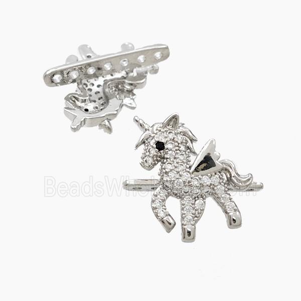 Copper Unicorn Beads Pave Zirconia Multi-holes Platinum Plated