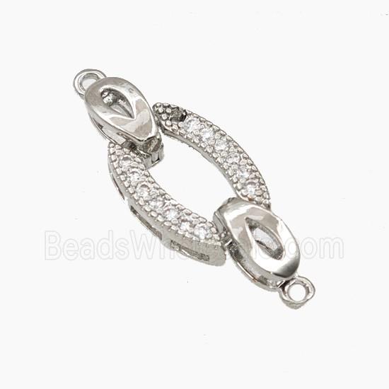Copper Clasp Pave Zirconia Platinum Plated