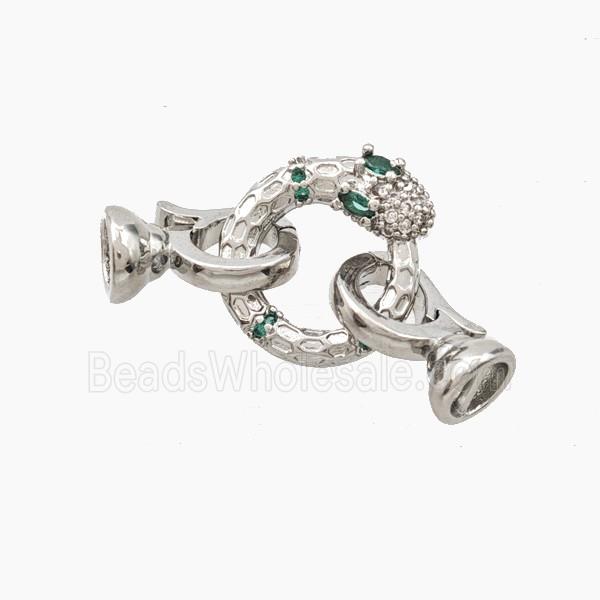 Copper Snake Clasp Pave Zirconia Platinum Plated