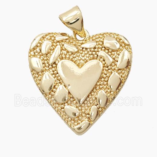 Bohemia Style Copper Heart Pendant Gold Plated