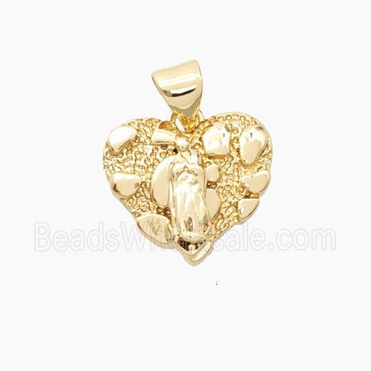 Bohemia Style Copper Heart Pendant Jesus Gold Plated
