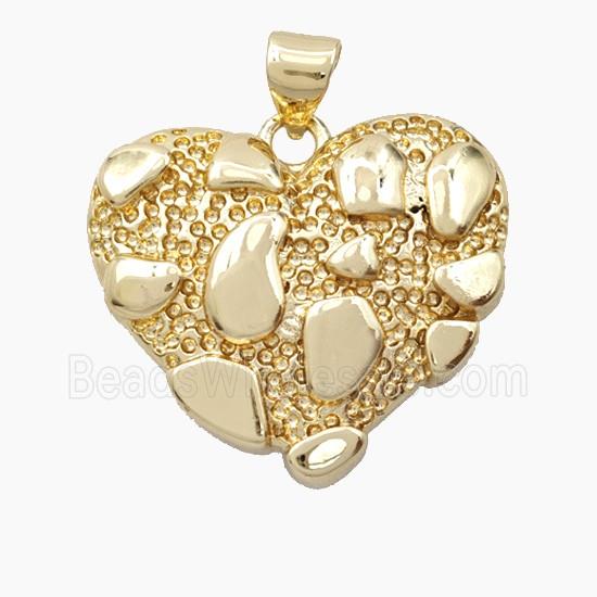 Bohemia Style Copper Heart Pendant Gold Plated