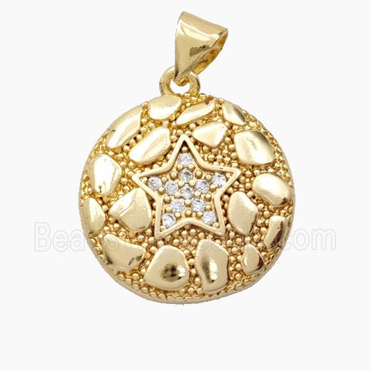Bohemia Style Copper Star Pendant Pave Zirconia Gold Plated