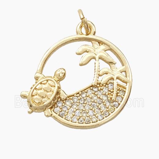 Copper Pendant Pave Zircon, Gold Plated