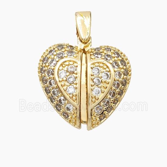 Copper Heart Pendant Pave Zirconia Gold Plated