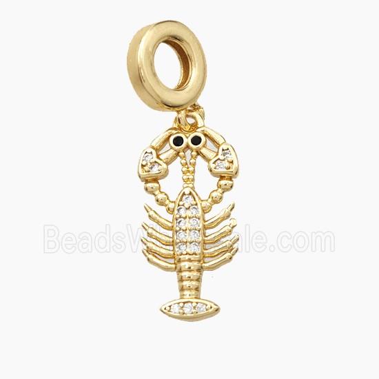 Copper Crayfish Pendant Pave Zirconia Gold Plated