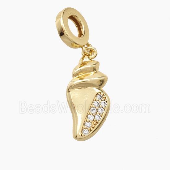 Copper Conch Shell Pendant Pave Zirconia Gold Plated