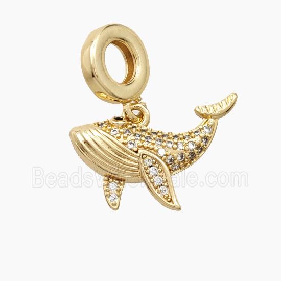 Copper Whale Pendant Pave Zirconia Gold Plated