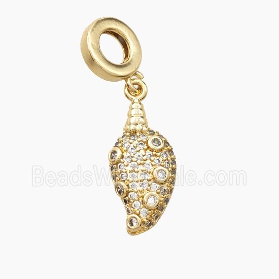 Copper Conch Shell Pendant Pave Zirconia Gold Plated