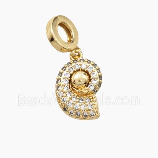 Copper Conch Shell Pendant Pave Zirconia Gold Plated