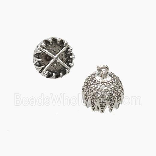 Copper Jellyfish Tassel Bail Pave Zirconia Platinum Plated